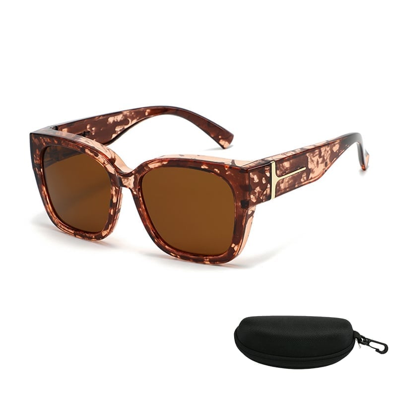 Polarized Square Sunglasses with Wrap-Around Design & UV400 Protection