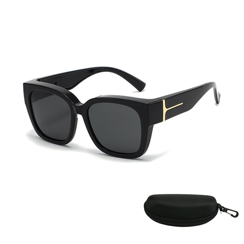 Polarized Square Sunglasses with Wrap-Around Design & UV400 Protection