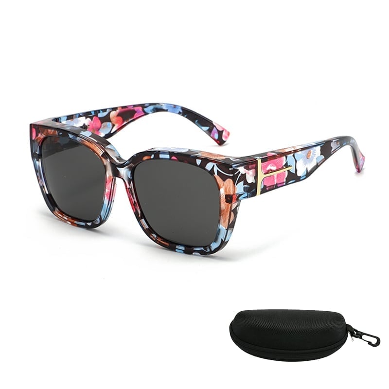 Polarized Square Sunglasses with Wrap-Around Design & UV400 Protection