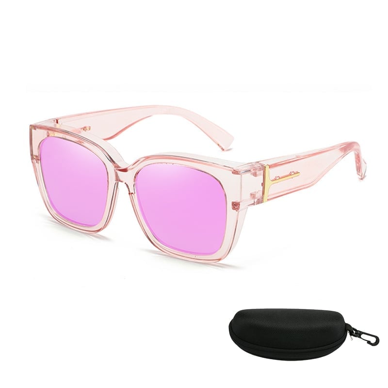 Polarized Square Sunglasses with Wrap-Around Design & UV400 Protection