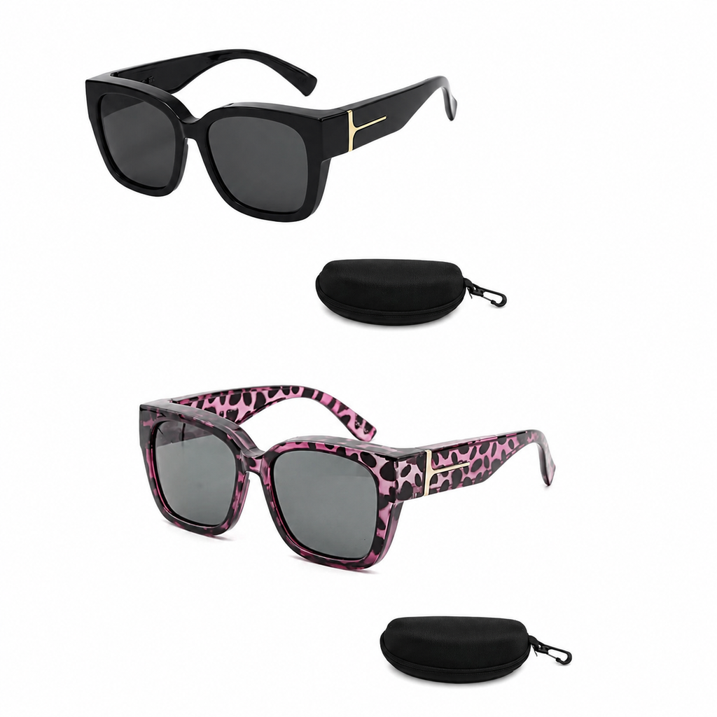 Polarized Square Sunglasses with Wrap-Around Design & UV400 Protection