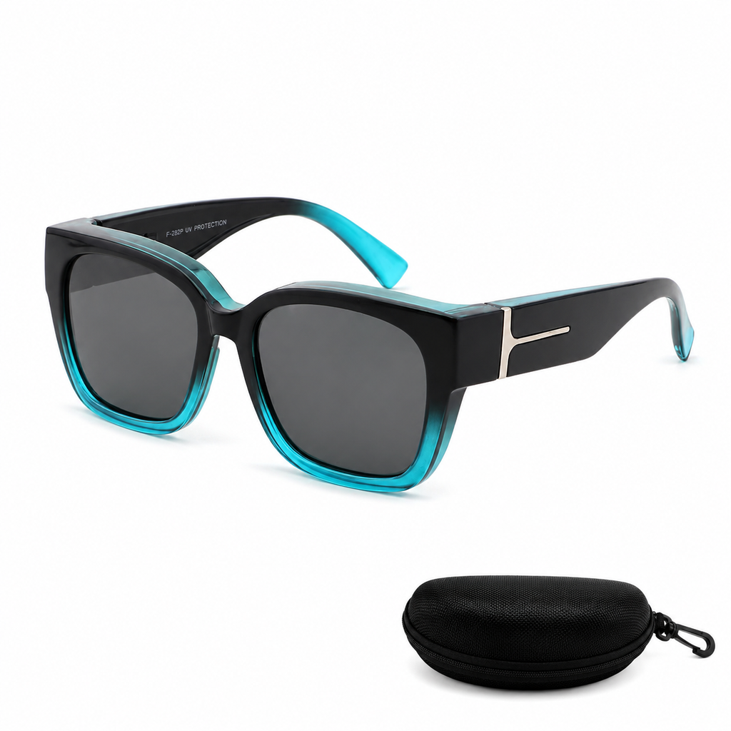 Polarized Square Sunglasses with Wrap-Around Design & UV400 Protection