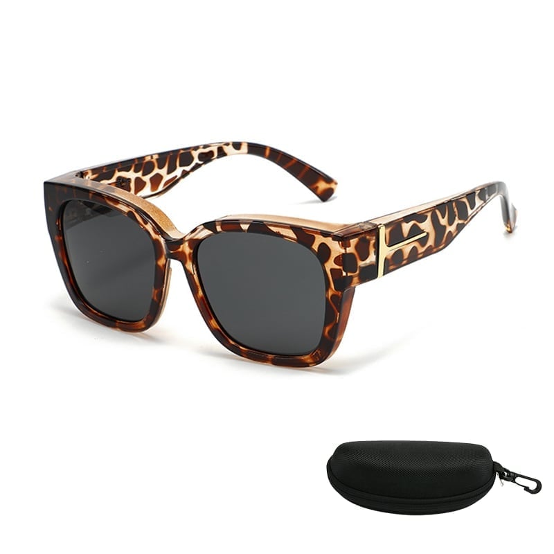 Polarized Square Sunglasses with Wrap-Around Design & UV400 Protection