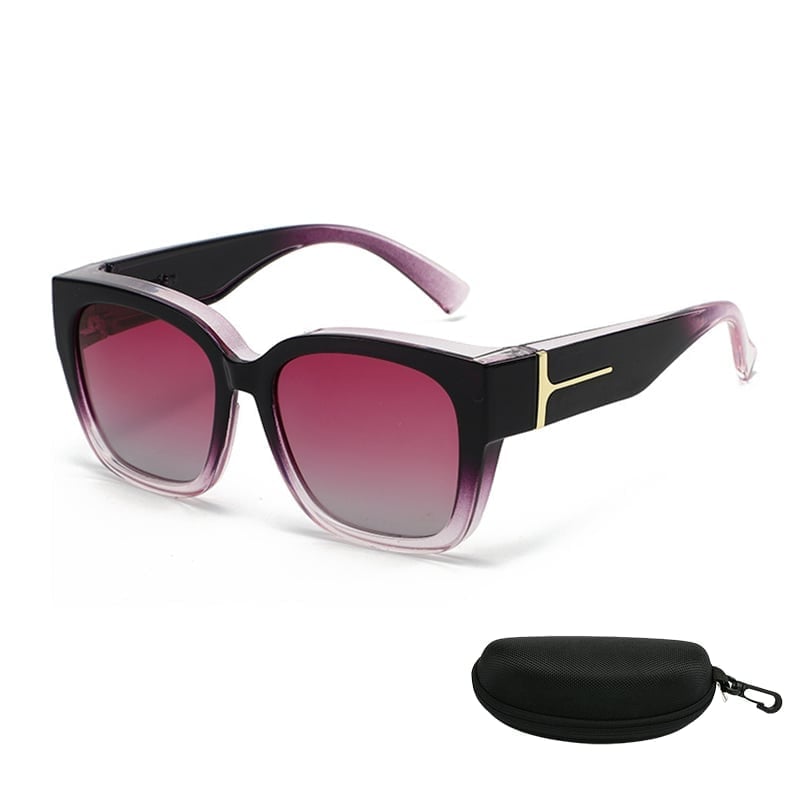 Polarized Square Sunglasses with Wrap-Around Design & UV400 Protection