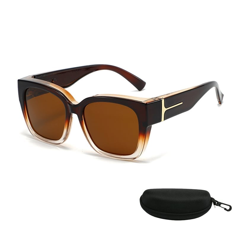 Polarized Square Sunglasses with Wrap-Around Design & UV400 Protection