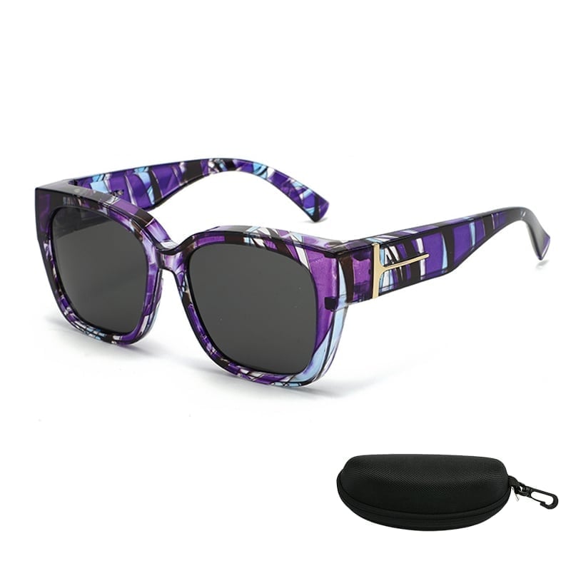 Polarized Square Sunglasses with Wrap-Around Design & UV400 Protection