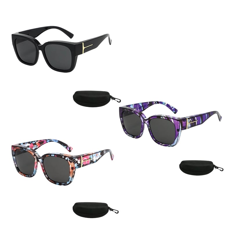 Polarized Square Sunglasses with Wrap-Around Design & UV400 Protection